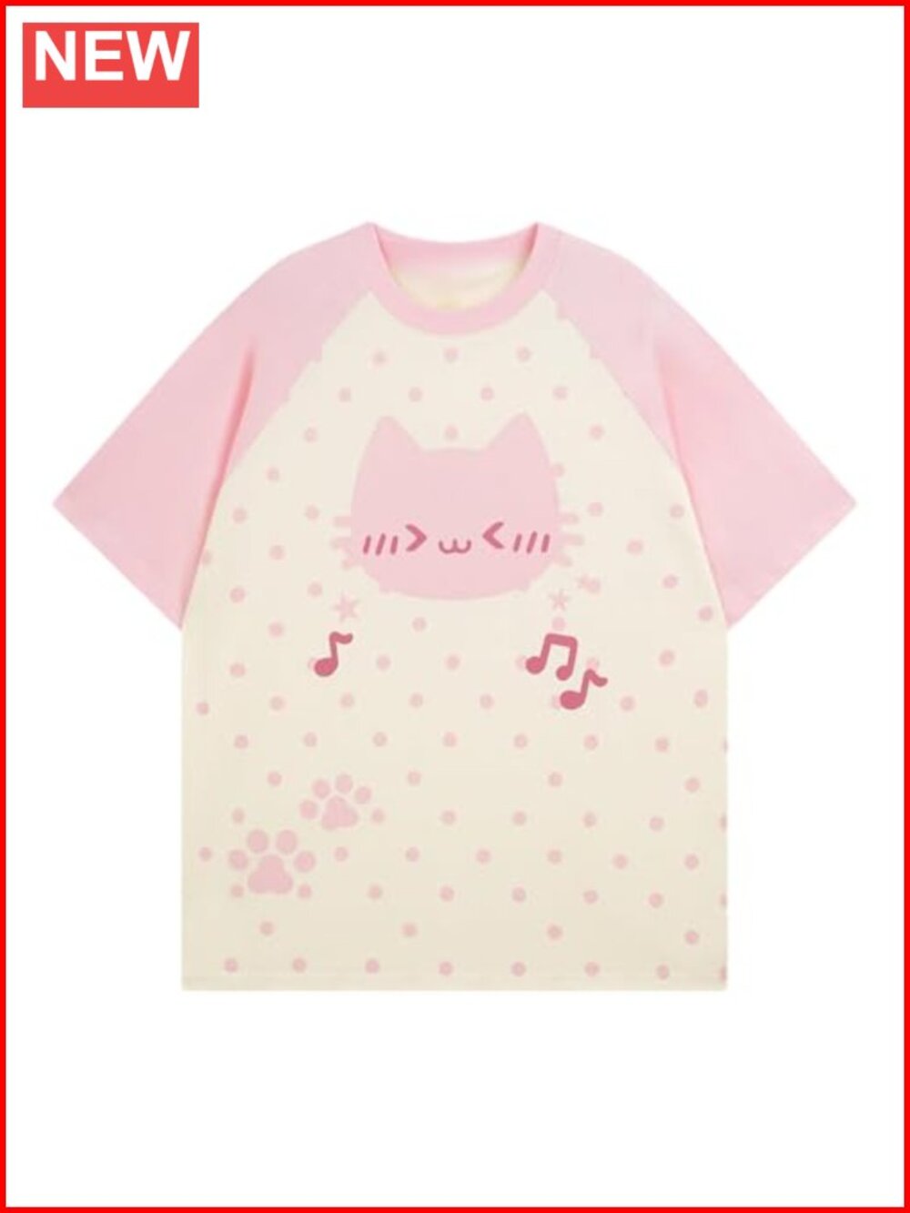 Kawaii Y2K Cat Print Oversize T-Shirt Short Sleeve Round Neck Polyester Spandex